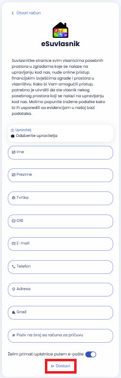 Dostava podataka - traženi podaci
