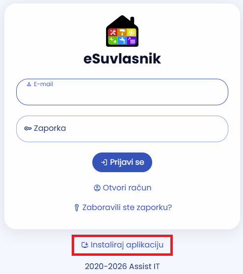 Instalacija aplikacije - računalo