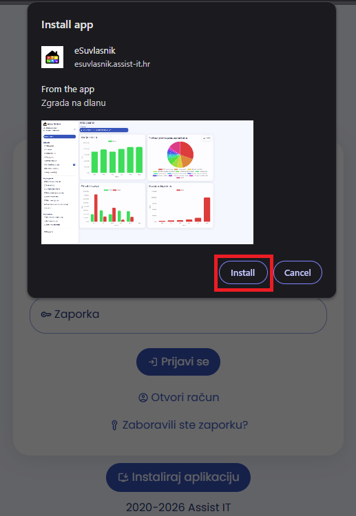 Instalacija aplikacije - računalo